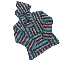 Handmade Mexican Baja Hoodie Poncho Sweatshirt- Size Small - Hippie  Bohemian