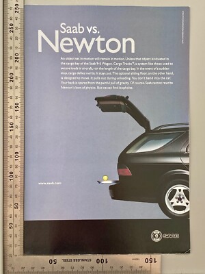 Saab vs. Newton 9-5 Kombi Wagon Original 1999 Vintage Advert Werbung Reklame