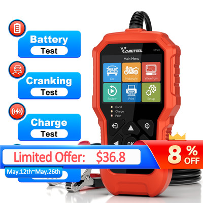 VDIAGTOOL BT500 Battery Load Tester Battery Analyzer 6/12/24V Car Truck Repair 