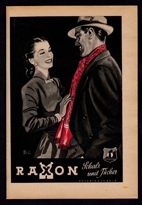 3w7809/ Dekorative Reklame von 1949   RAXON   Schals und Tücher