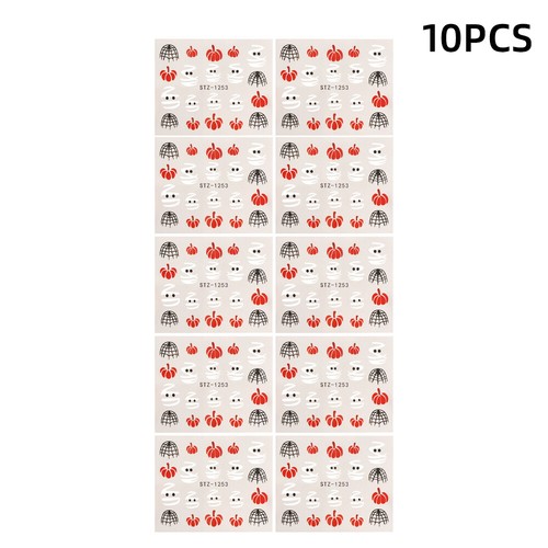 10PACK Nail Art Water Decals Stickers Halloween Pumpkins Spiders Web Mummy Ghost - Picture 12 of 12