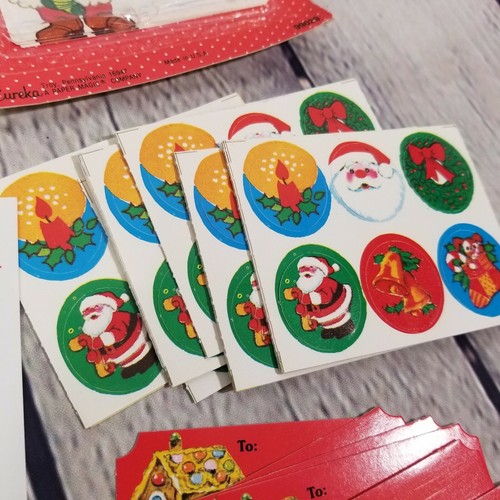 VTG Old Christmas Gift Tags, Stickers & Gift Tying Ribbon Lot - Some from 80s - Picture 8 of 12