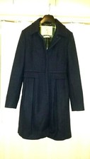 Aubin & Wills Woven In England Army Style Navy Coat Size 8 Uk