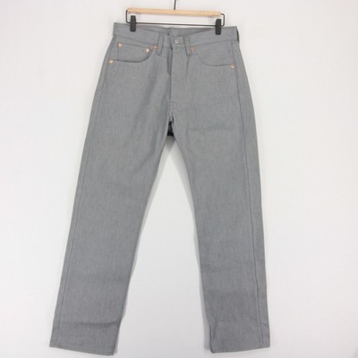 Levis 501 Jeans Mens 32x32 Gray Shrink To Fit Straight Leg Button Fly Raw Denim