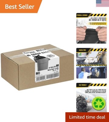 Heavy-Duty 45 Gallon Trash Bags   50 Count with Ties for Contractors & Home Use
