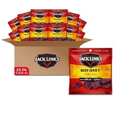 Jack Link's Teriyaki Beef Jerky Multipack 0.625 Ounce Pack of 20 ,