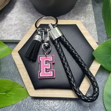 5 Stainless Steel Tassel Initial E Charm Wristlet Keychain New Free Ship D1684