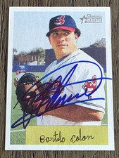 BARTOLO COLON Signed 2002 Bowman Heritage #259 Cleveland Indians Card Autograph