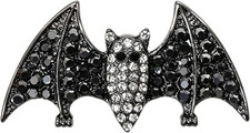 Bat Brooch Pin Halloween Rhinestone Crystal Vampire Gothic Tone Animal Lapel Spo