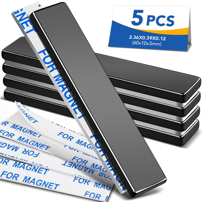 MIKEDE Neodymium Magnets, 5 Pack Black Super Strong Magnets Bar, Waterproof Heav