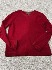 Eddie Bauer Women s Red Solid Knit 100 Lambswool V-Neck Pullover Sweater M