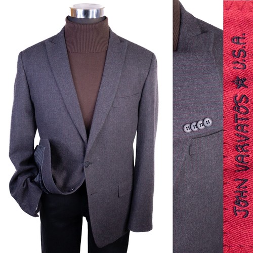 JOHN VARVATOS Blazer Sport Coat Casual Jacket Size 44R Gray Striped Wool Blend - Picture 1 of 13