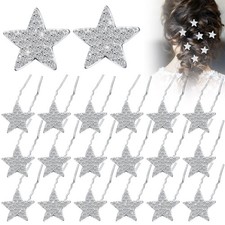 20pcs Star Rhinestone Bridal Hair Pins Crystal Wedding Hair Clips Silver