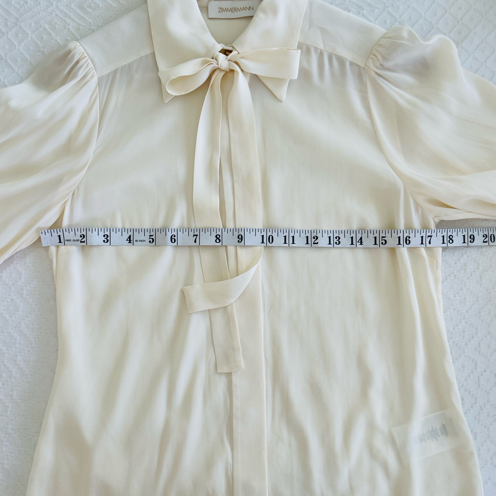Zimmermann Silk Pussybow Blouse Size 1/AU 10/US 6 Elegant Old Money Gold Button