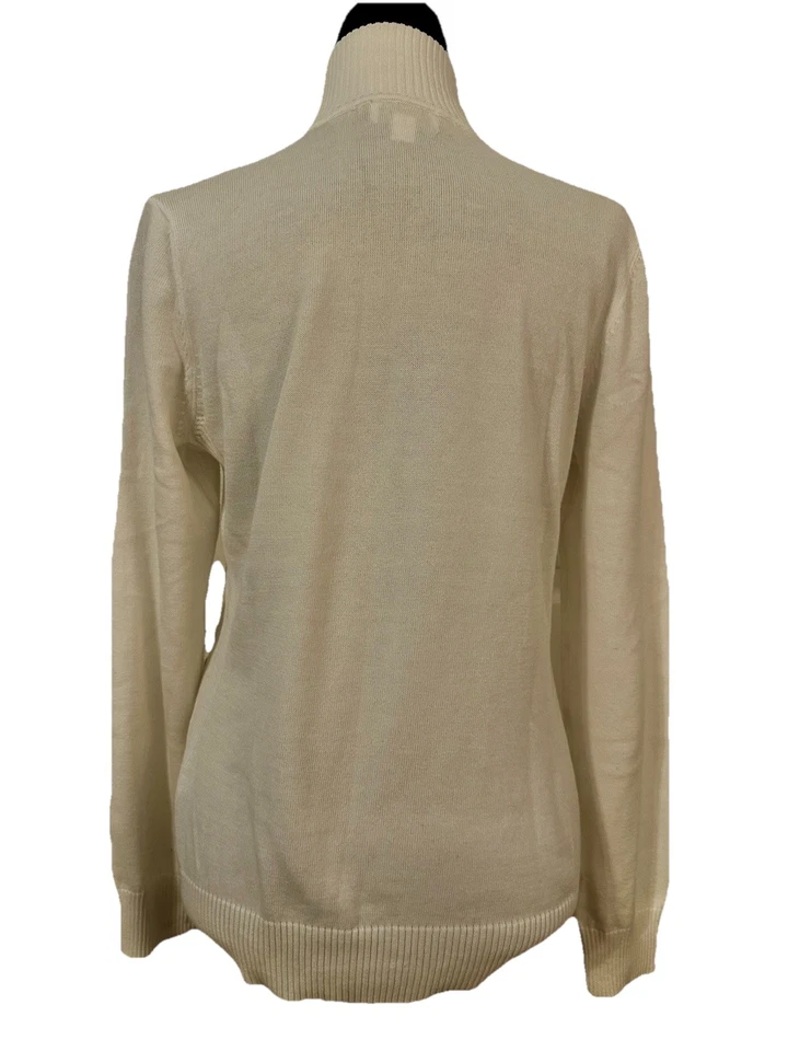 Suéter Foxcroft Para Mujer 100% Algodón Pima Talla M 3/4 Cremallera Manga Larga Blanco Foto 2 de 4