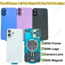 For iPhone 16 16 Plus Pro Max Back Glass Replacement Rear Cover With Magnet Lot