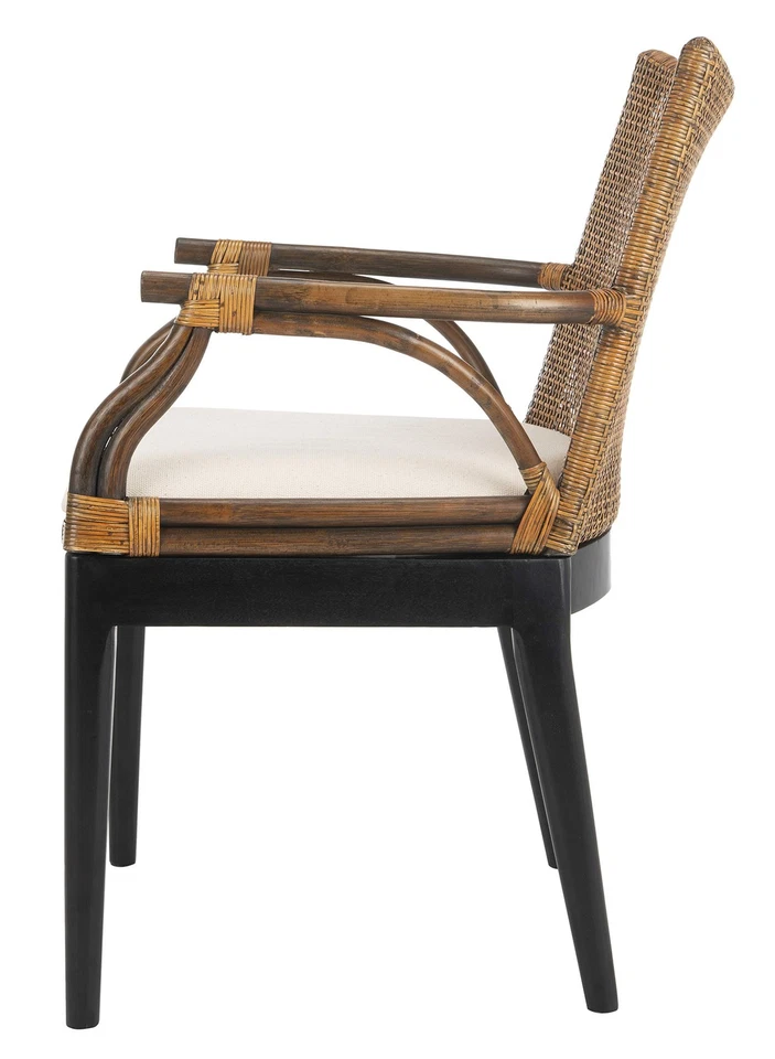 Home Gianni Rattan Tropical Woven Arm Chair, Brown/Black - Image 4 of 4