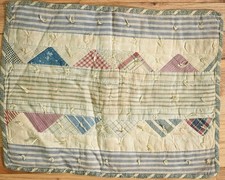 Folky Vintage 19th century Sawtooth Bars Antique Miniature Doll Quilt 
