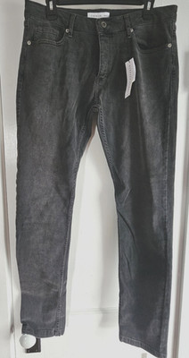 NWT TOPMAN stretch skinny jeans dark gray denim black wash W34 L 32.5
