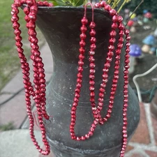 85” Vintage Mercury Glass bead 5mm Garland Red Christmas