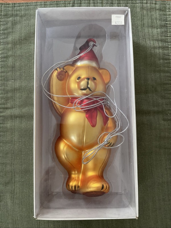 Vintage Mercury Glass Bear Hand Painted Ornament Teddy Bear Department 56