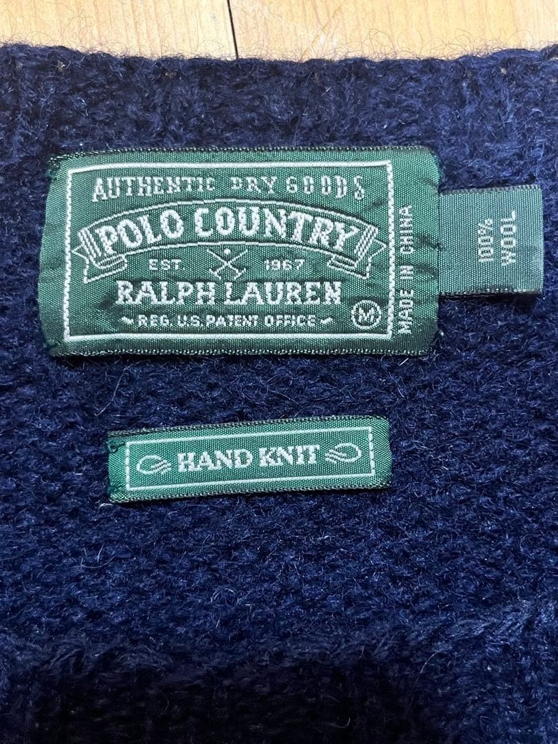 Vintage 80s 90s Polo Country Ralph Lauren Eagle Flag Hand Knit Sweater M Used image 2