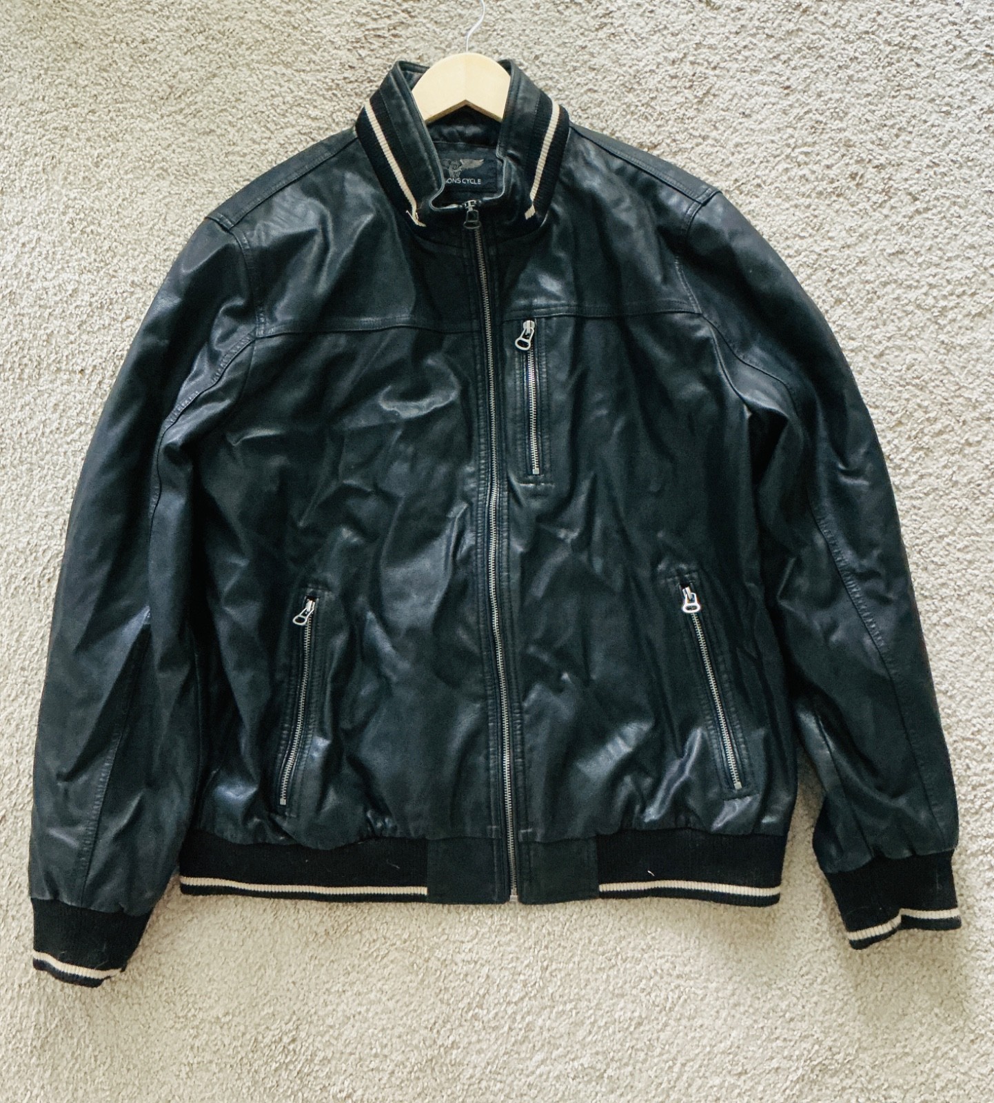 Vintage Wilson's Cycle Leather Motorcycle Jacket for Men in XL