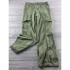 Aeropostale Utility Cargo Pants Olive Green Wide Leg Cotton Mens Large 2226