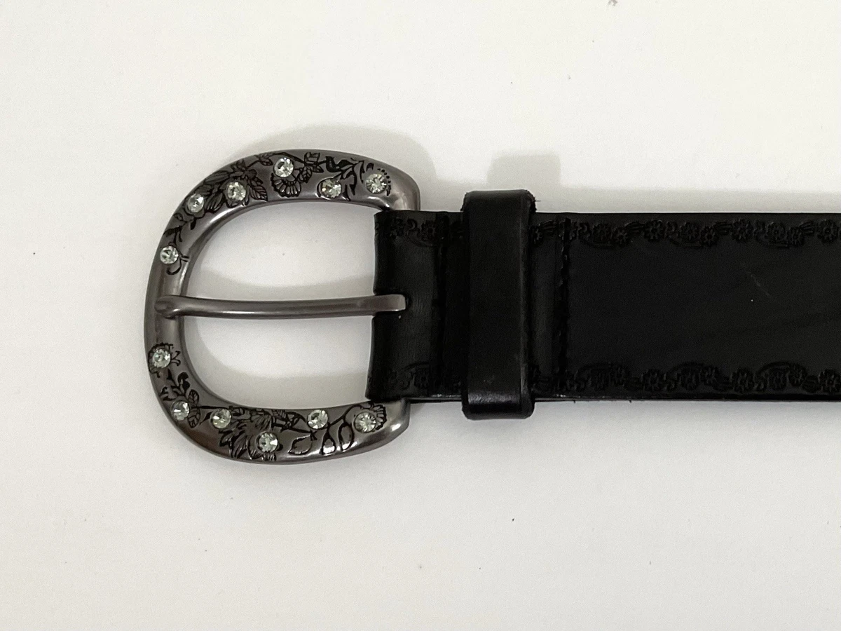 Fossil Metallic Genuine leather Crystal Embellished Buckle Thin Belt Size Small Fossil Rhinestone Solid Belts for Women for sale | eBay main image 4
