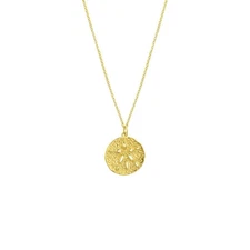 Sand Dollar Medallion Necklace Real 14K Yellow Gold 22"