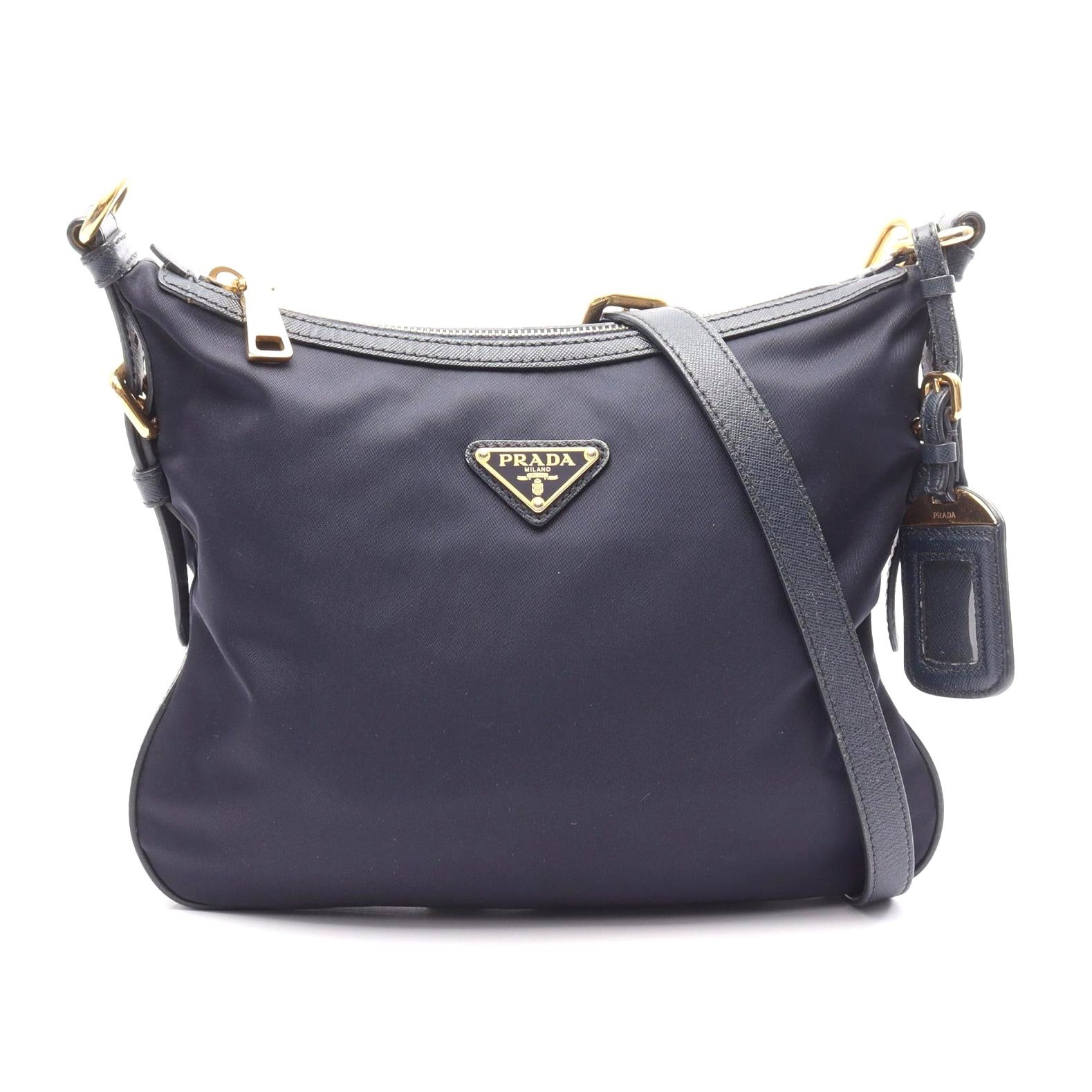 Prada Blue Nylon Saffiano Leather Shoulder Bag for Women One Size