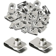 40 Packs 1/4" - 20 Stainless Steel Regular Extruded U Nuts, U Style Clip-on Nut,