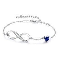 Infinity Heart Birthstone Charm Link Sterling Silver Sterling Silver-09-Sept.