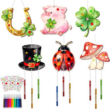 Silvester Basteln Kinder Windspiel Bastelset,12X Neujahr Holz Bastelset Silveste