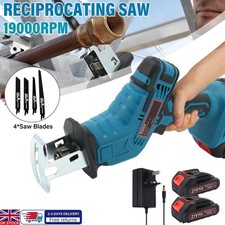 21V Cordless Reciprocating Saw + 2 Battery & Charger Recip Sabre Saw Cutter Kit
