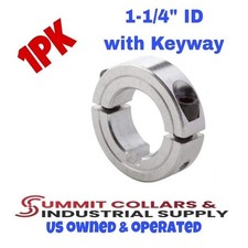 1-1/4” Aluminum Double Split Shaft Collar with Keyway (1 PK)