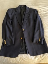 Hart Schaffner Marx Men  s Navy Blue 2-Button Blazer - Made in USA - Wool