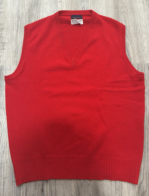 Mark Shale 100% Lambswool Red Knit V-Neck Sweater Vest Men's 40'' Scotland Made