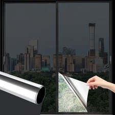 One Way Mirror Privacy Film 23.6"x197" Window Tint Film Static Cling Window Tint