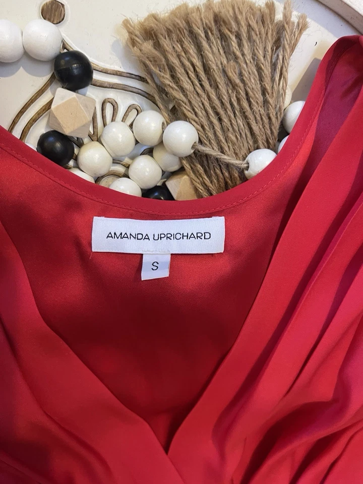 Vestido envolvente sintético de seda rojo Amanda Uprichard talla pequeña Foto 2 de 4