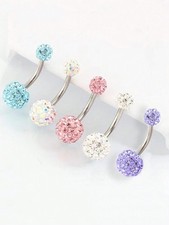 5Pcs Surgical Steel Belly Button Rings Cubic Zirconia Navel Piercing Jewelry Lot