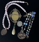 Pink Flamingo Jewelry Lot - Resin Cameo Brooch and Necklaces - NOS 3 Pc Lot — photo 2
