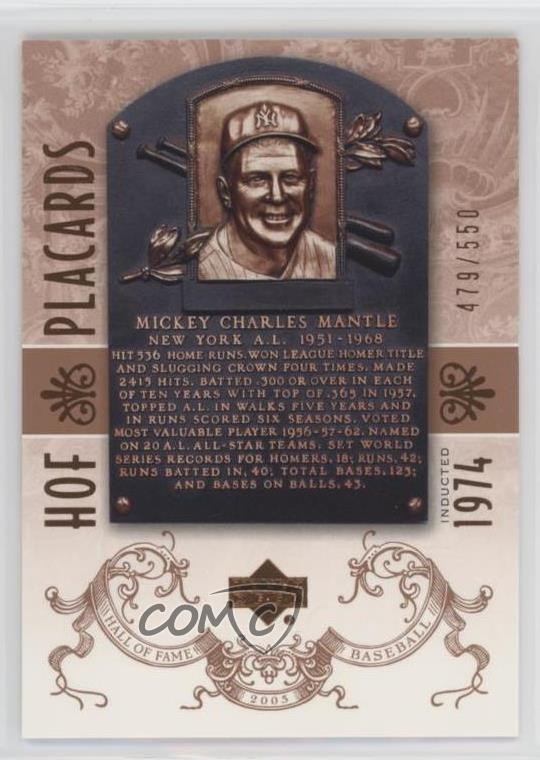 2005 Upper Deck Hall of Fame 479/550 Mickey Mantle #92 HOF 3bs