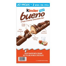 Kinder Bueno Chocolate  Hazelnut Chocolate Bars, 1.5 oz, 20-Pack