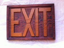 Vintage Bintz Apple Mt Steakhouse EXIT Sign Hostess Handcarved Saginaw Ski Hill