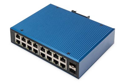 DIGITUS Network Switch - 16-Port Gigabit Ethernet - 2 SFP Uplinks - DIN-Rail Mou