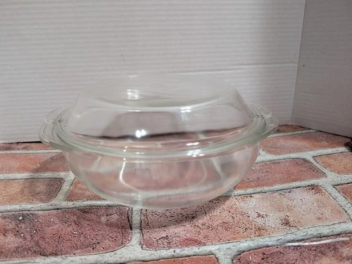 Vtg 60's Pyrex Clear 2 Qt 024 Casserole Dish Bowl with Lid 684-C Made In USA