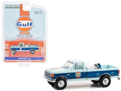1990 Ford F-150 Truck + Fuel Transfer Tank **** Greenlight GULF Edition 1:64