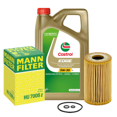 15F7E7 + HU 7020 z Castrol EDGE 5W-30 LL (5L) + Ölfiter Mann-Filter AUDI, VW etc