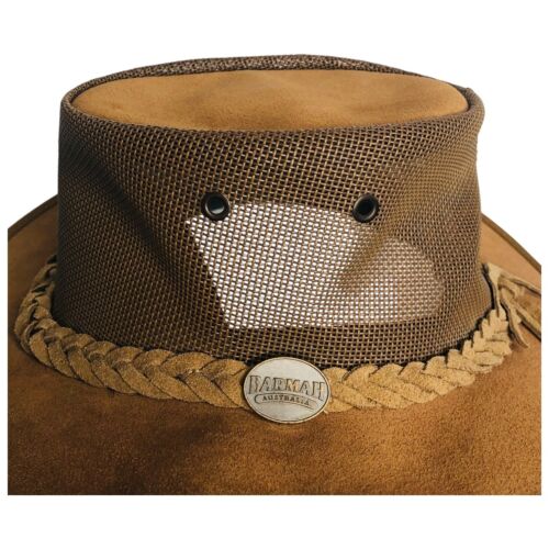 Barmah Foldaway Cooler Hat Size Small /55cm Genuine Cattle Leather Hickory Brown - Picture 7 of 11